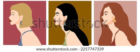 Similar – Image, Stock Photo Profile of a black-haired woman