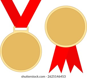 Set of vector images of gold medal isolated on transparent background.