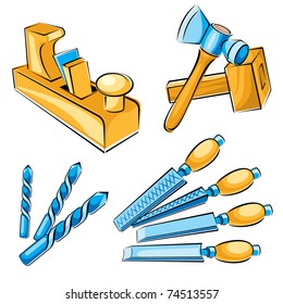 set vector images of hand tools for a joiner