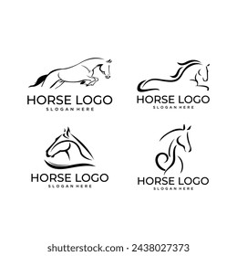 set Vector images of horse design on a white background, Vector horse head for your design