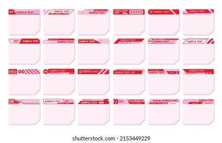 A set of vector images for the news bar. Streaming video news frame. The latest information, sports news. Interface signature. Separate illustration

