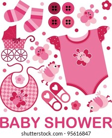 A set of vector images on the child's birth