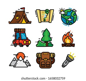 Set of vector images on the theme of travel