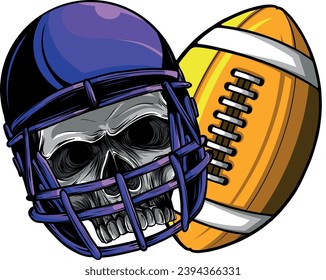 Set of vector images on a white background Everything for American football and rugby helmet and ball