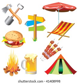 set of vector images of the picnic theme