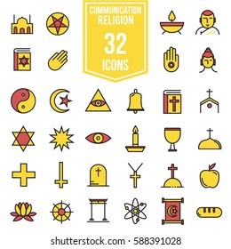 set vector images of religions flat icons, illustration EPS10