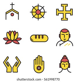 set vector images of religions icons, illustration EPS10