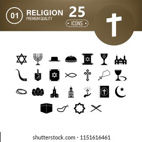 set vector images of religions simbol. Black and white icons