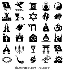 set vector images religions simbol  Black   white icons