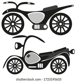 Set of vector images of retro motorcycles on a white background. Isolated drawings.