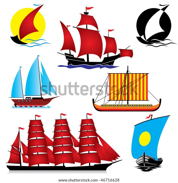 Set Vector Images Sailing Ships Stock Vector (Royalty Free) 46716628