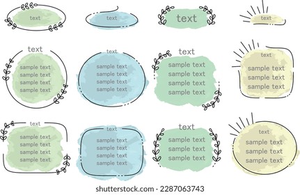 Set of vector images of simple wireframe style text frames.