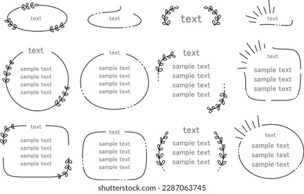 Set of vector images of simple wireframe style text frames.