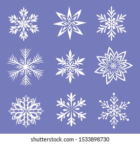 Set of vector images of snowflakes.