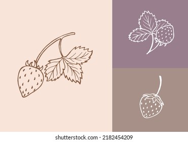 Fijado con imágenes vectoriales de fresas. Berries y hojas sobre un fondo de color.
