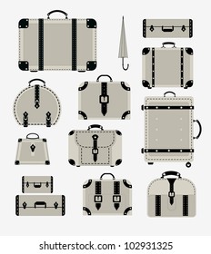 A set of vector images of traffic trunks and bags