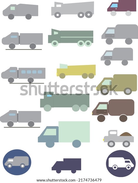 set of vector images with\
trucks