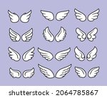 Set of vector images of wings, bird, angel, sticker, icon 