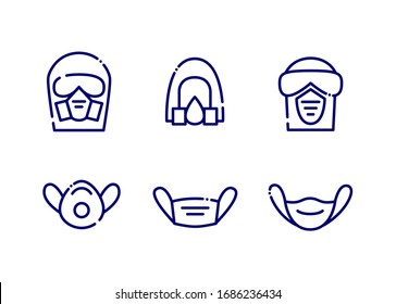 Set von individuellen Schutzmasken-Symbolen der Vektorillustration