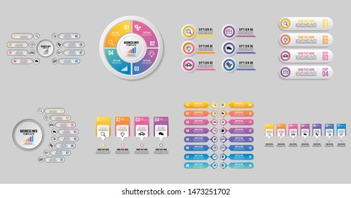 Set of Vector Infographic Design Template with Options Steps and Marketing Icons can be used for info graph, presentations, process, diagrams, annual reports, workflow layout