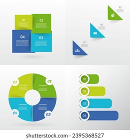 Set of vector infographic elements with 3 and 4 options or steps.