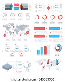 Set of Vector Infographic Elements and Objects for Brochures, Flyers and Websites. Flat Style Vector Illustration