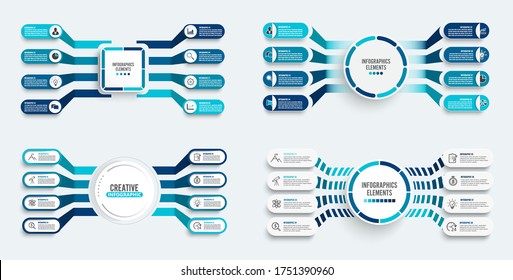 Set vector infographic template with 3D paper label, integrated circles. Business concept with 8 options. For content, diagram, flowchart, steps, parts, timeline infographics, workflow, chart.