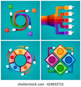 Set of vector infographic templates with hands in flat style