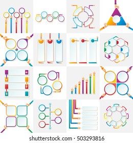 Set of vector infographic templates with hands in flat style