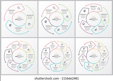 Set of vector Infographic thin line design with circular arrows. Can be used for cycling diagram, graph, presentation and round chart. Business concept with 4 options, parts, steps or processes.