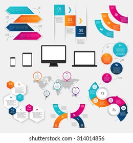 Set of vector infographics design template for your business presentations.Can be used for info graphics, graphic or website layout vector, numbered banners, diagram,  web design.
