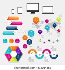 Set of vector infographics design template for your business presentations.Can be used for info graphics, graphic or website layout vector, numbered banners, diagram, web design.
