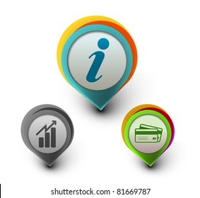 set of vector information, business graph , & credit card  icon design.
