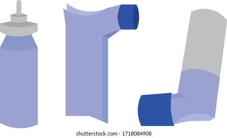 Set of vector inhalers. Therapy of bronchial obstruction and asthma. Medical and pharmaceutical facilities. Medication for the respiratory system.