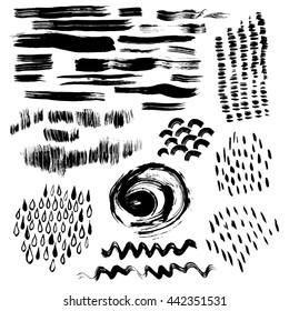 The set of the vector ink blots for different textures
