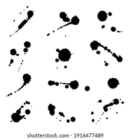 Set of Vector ink blots. Grunge design element.