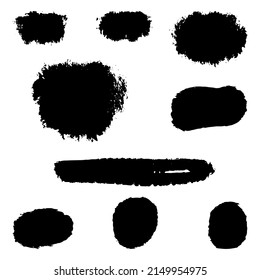 Set of vector ink blots. Grunge blobs. Freehand black  backgrounds. 