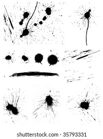 Set of vector ink blots  for grunge design