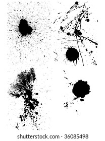 Set of vector ink blots  for grunge design