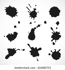 Set of Vector ink blots. Grunge design element.