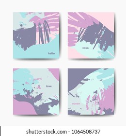 Set of vector ink brush patterns, modern grunge brush design templates, invitation, banner, art vector cards design