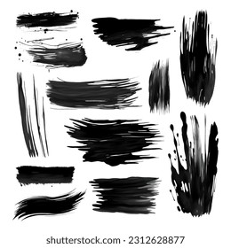 Set of vector ink brush stroke
