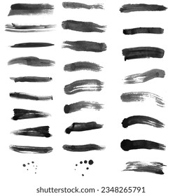 Set of vector ink brush strokes. to create your design.