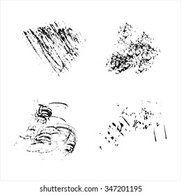 Set of vector ink grunge brush strokes.  Icon, Logo,  Design elements.