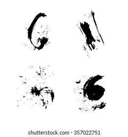 Set of vector ink grunge brush strokes. Icon, Logo, Design elements.