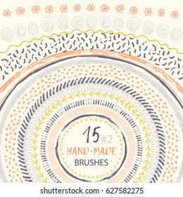 Set of vector ink pattern brushes. It can be used for circle frames and striped seamless patterns.
