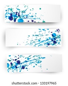 Set of vector inky colorful banners