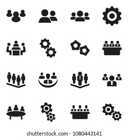 Set of vector isolated black icon - gear vector, team, meeting, group, company