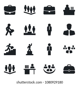Set of vector isolated black icon - manager vector, pedestal, team, client, case, company, desk, career ladder, group