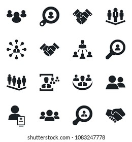 Set of vector isolated black icon - hierarchy vector, team, patient, group, company, hr, handshake, client search, consumer